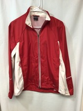 Nike Women  s Red/White L Long Sleeve Vented Full Zip Poly Windbreaker