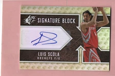 LUIS SCOLA 2008-09 SPx Signature Block #SBLS