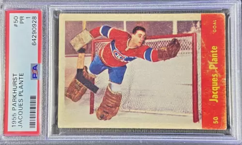 Jacques Plante RC 1955-56 Parkhurst #50 Rookie Card HOF NHL PSA 1 PR