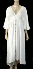 Nwt Forever 21 White Crinkle Hi Low Maxi Cottagecore Ruffle Shirt Dress S