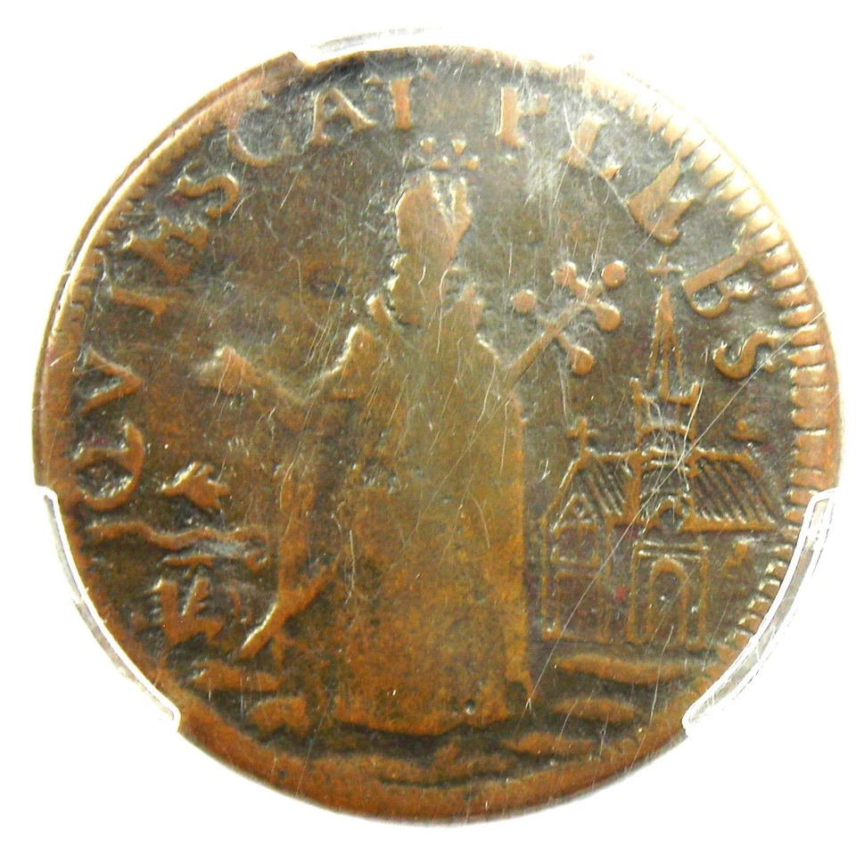 1670 New Jersey St Patrick Farthing Colonial Coin 1/4P - PCGS VF25 - $1650 Value - Image 4 of 4