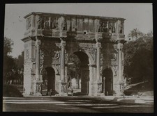 ANTIKES magisches Laternendia DER BOGEN DES KONSTANTINS ROMA UM 1910 FOTO ITALIEN RÖMER