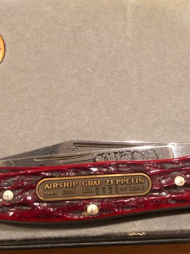 Böker Solingen 1989 Limited Edition Airship Graf Zeppelin Red Bone Pocket Knife - Picture 4 of 24
