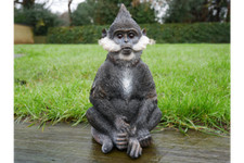 Black Monkey Figurine Ornament Garden Statue White Bearded Animal Home Decor