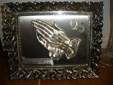 Vntg metal picture 25 pray hands As the Father Hath Loved Me So I Love You (GS6)