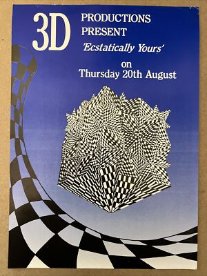3D Ecstatically Yours A4 Rave Flyer Dream Frequency Rat Pack Leicester Sapphires