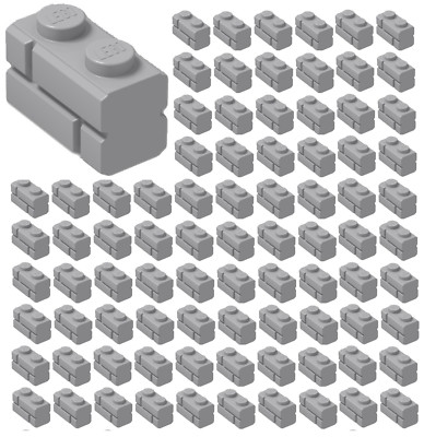  100x NEW LEGO 1x2 LIGHT BLUISH GRAY Modified Masonry Profile Bricks Wall 98283