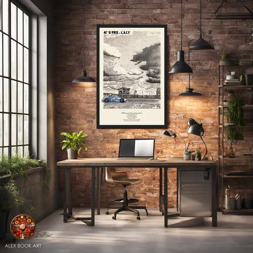 Großer Preis von Frankreich Reims 1954 Vintage Poster Ferrari Formel Rennwagen Kunstdruck - Bild 2 von 18