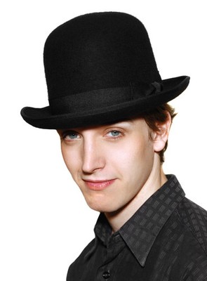 Melone aus echter Wolle schwarz - Der klassische Bowler Hat aus schwarzem Filz