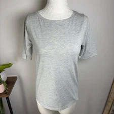 Lands' End Gray Heather Supima Cotton Boatneck Top - PR-NWOT - Size Small (6-8)