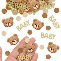 Babyparty Deko Konfetti Tischdeko Beige Holz Baby Shower Party Taufe 100 Stk