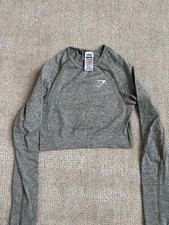 Gymshark Gray Women's Crop Top Long Sleeve Small
