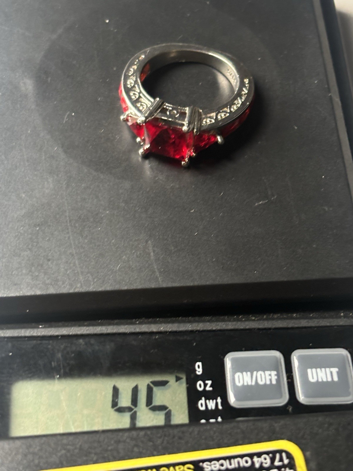 Solid 925 Sterling Silver Simulated Ruby Ring Siz… - image 6