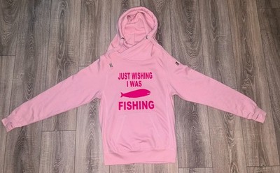 NEW LADIES THICK ''JUST WISHIG I WAS FISHING HOODIE BY JUST HOODS SIZE SMALL
