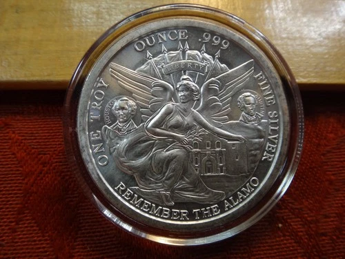 Remember the Alamo Texas One 1 Oz .999 Silver Bullion Round - No Reserve