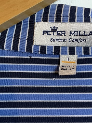 Peter Millar Polo Men LG Summer Comfort Blue Club Sonterra Golf Shirt - Picture 4 of 7