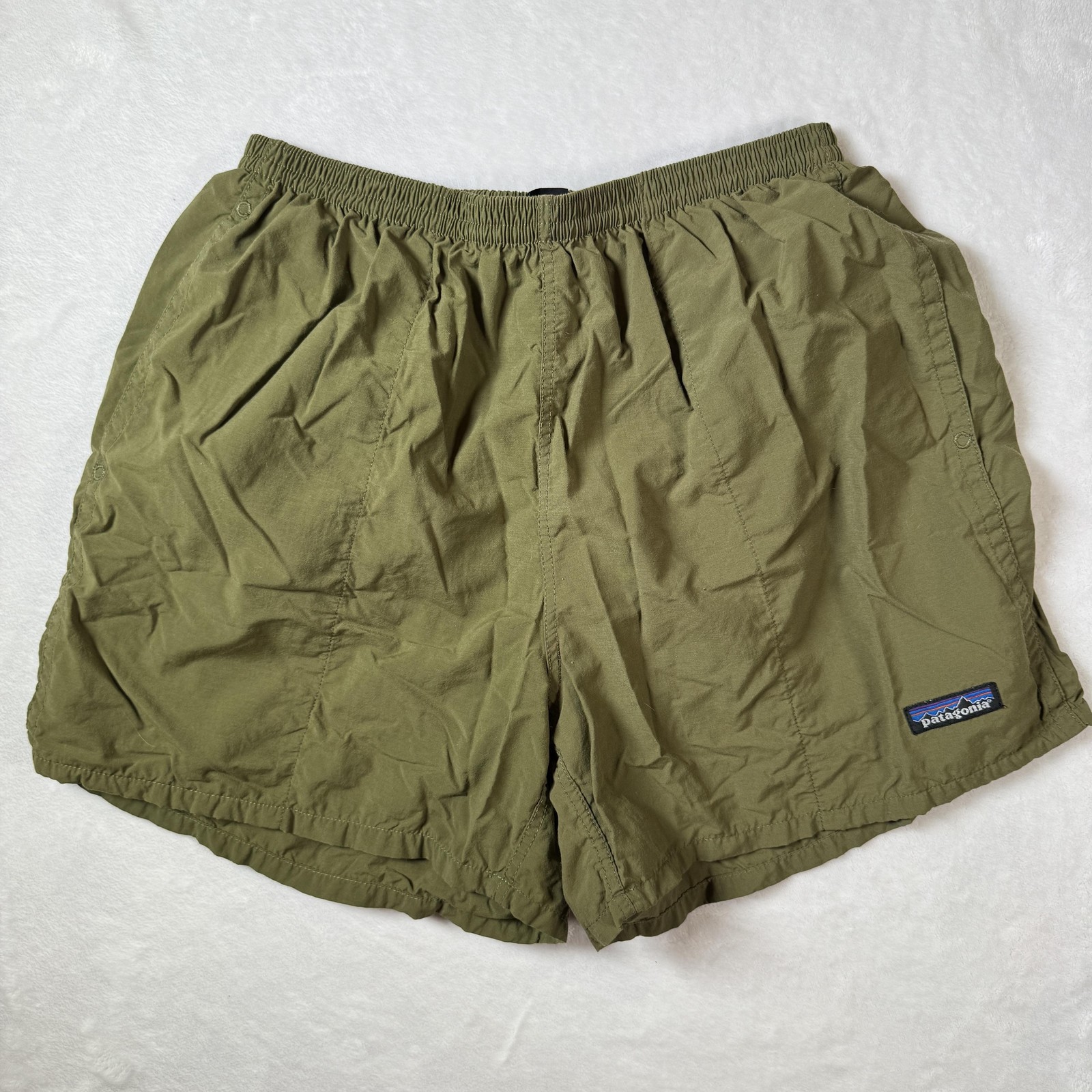 Patagonia Swim Shorts Mens Medium Green Baggies Mesh Lined Pockets Elastic Waist