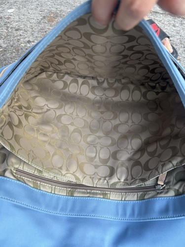 Coach J045-6437 Transatlantic Messenger Laptop Bag Blue/Tan With Sleeve! - Picture 5 of 8
