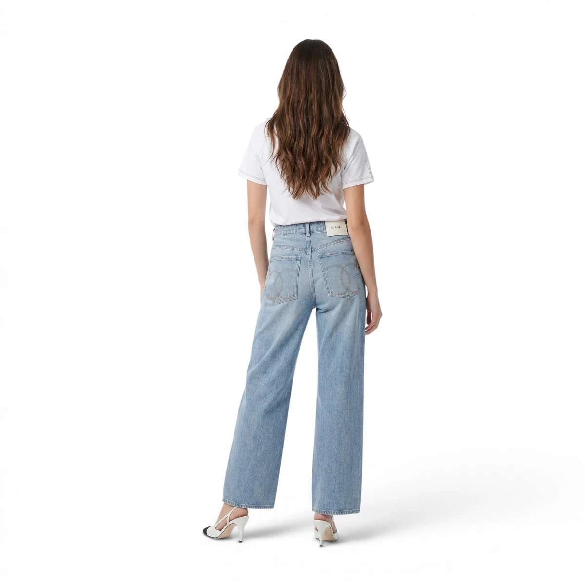 CHANELワイドレッグデニムパンツ ライトブルー CHANEL Denim Blue Pants for Women for sale | eBay