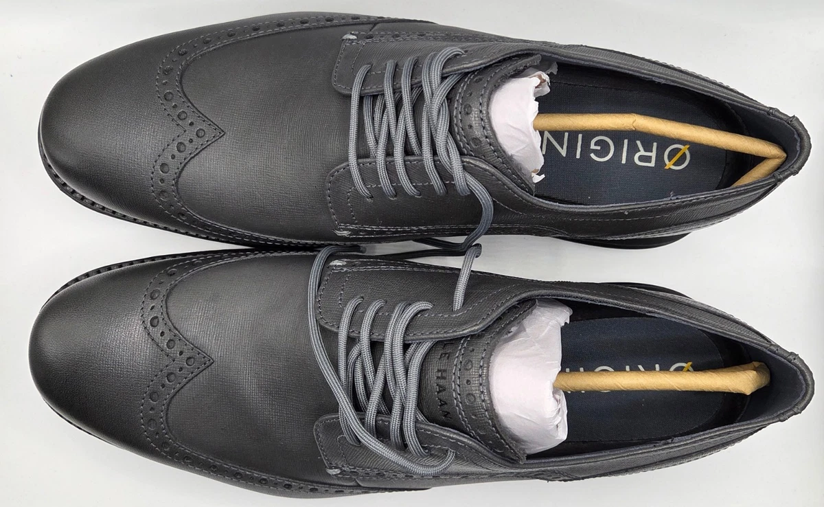COLE HAAN 2012 Lunargrand Wing Tip Oxfords/Navy suede/Topaz 10.5M Cole Haan Gray Wingtip Dress Shoes for Men for sale | eBay main image 2
