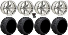 GTW Specter 12" Golf Cart Wheels Chrome 215x35 Cruze Tires Yamaha