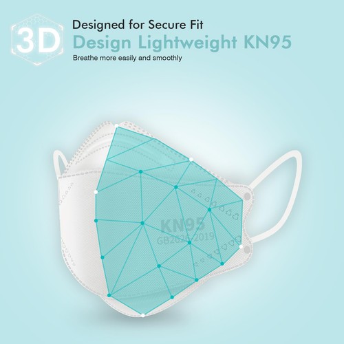KN95 Face Masks 100 Pack Breathable Disposable Protective Face Cover Masks - Foto 4 di 7