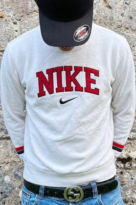 Y2K Vintage Nike Herren Sweatshirt Pullover Größe M Weiß