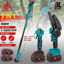 3-in-1 6''Cordless Brushless Pole Chainsaw Electric Pole Saw High Branch Saw Set