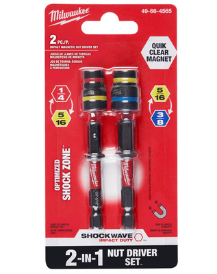 Milwaukee SHOCKWAVE Impact Duty QUIK-CLEAR 2-in-1 Magnetic Nut Driver Set - 2Pc
