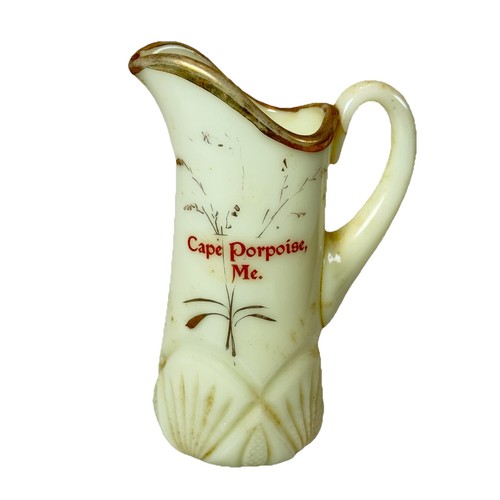 CAPE PORPOISE , MAINE ME Uranium Antique Custard Glass Souvenir Trinket Creamer