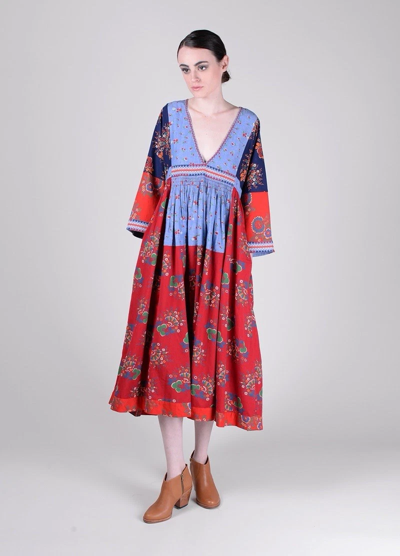 floral midi dress v neck Women's What Comes Next White Multi Cotton Floral Midi Dress | Size: L