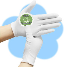 24Pcs Moisturizing White Cotton Gloves for Dry Hands Eczema Gloves for Kid and W