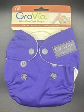 Grovia Newborn AIO Cloth Diaper Little Warriors Purple NWT HARD TO FIND