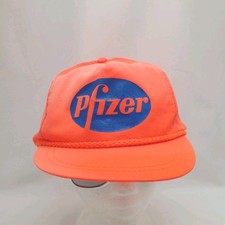 Vintage Pfizer Hat Neon Orange Snapback Cap K-Products KC Corporate Promo 90s