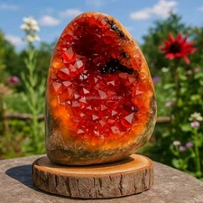 Rare Orange Geode Quartz Cluster Crystal Mineral Specimen Art Home Decor Gifts