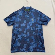 William Murray Polo Shirt Mens L Blue Geoemetric Golf Performance