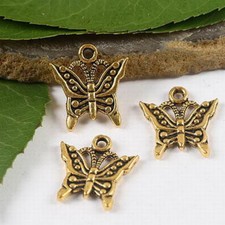 30pcs dark gold color butterfly charms h2085
