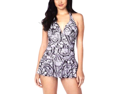 Rose Marie Reid Ladies' Swim Dress White and Black Halter Small