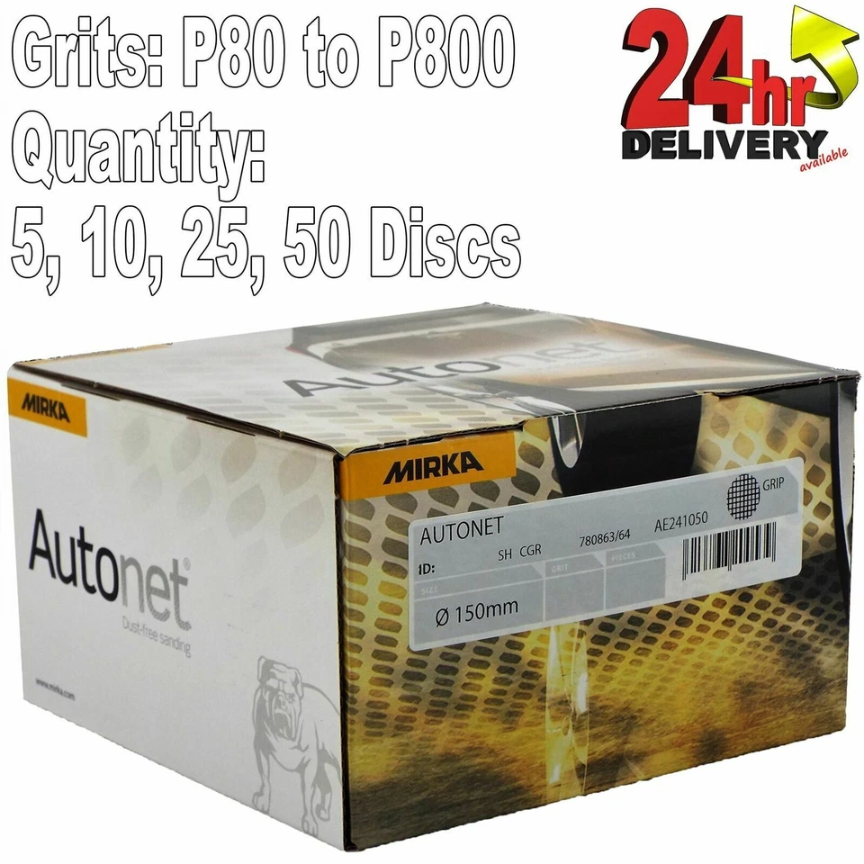Mirka Autonet 150mm 6" Sanding Mesh Disc P80 to P800 Paintwork Dust Extraction