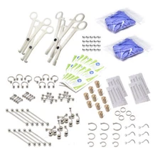 LionGothic 160pc. professional piercing kit with Surgical Steel Body Jewelry
