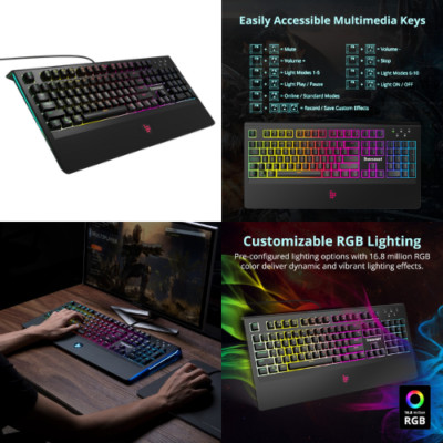 Tronsmart RGB Mechanische Gaming Tastatur Makro, Blaue Schalter für Gamer