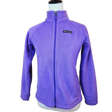 Columbia Girls Full Zip Fleece Jacket Size Youth Large Purple Grape Outdoor Top