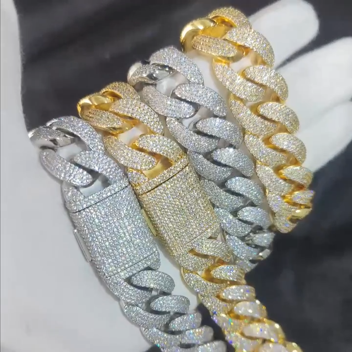 Men's Hip Hop Cuban Link Chain 20mm 4-Rows Iced Out CZ Prong Heavy