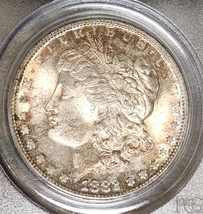 1882-S Morgan Dollar - Mild & Wild Tones - MS65 - PCGS/CAC - Old Green Label - Image 3 of 4