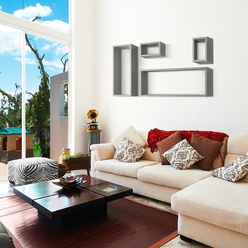 Conjunto de 4 estantes de pared de cubo rectangular estante moderno Merlino