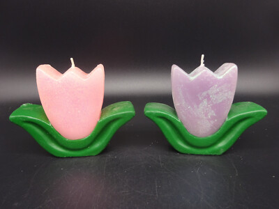 Spring Tulip Wax Candles 4'' Easter NOS, Lot of 2