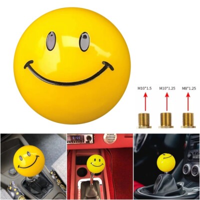 JDM Happy Smile Face Yellow Round Ball Manual Car Gear Stick Shift