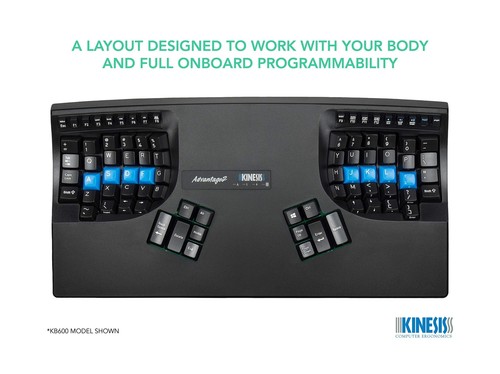 Kinesis Advantage2 Ergonomic Keyboard (KB600), Black top case, Cherry MX Brow... - Picture 4 of 7