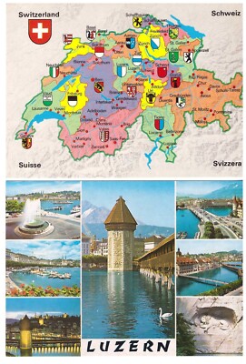 Switzerland Luzern And Basel Postcards Lot Vintage 80's 