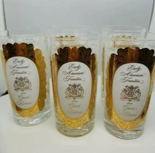 Vtg Set of 5 Early American Families from Great Britain Cocktail Glasses 12oz 